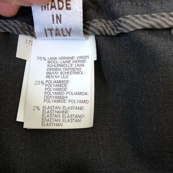 Brunello Cucinelli Wool charcoal black Slip On Pants frost green satin panel US8 - Picture 11 of 16